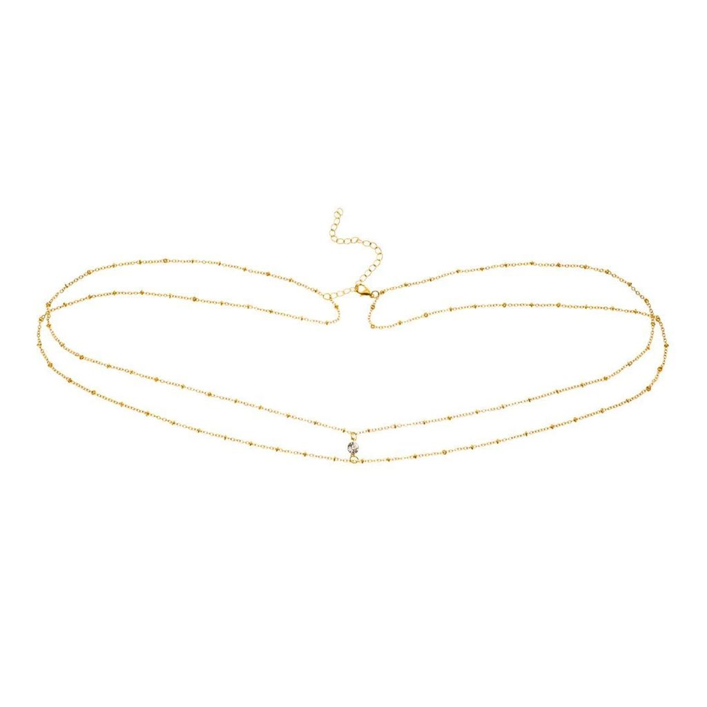 Damen y Körperkette, Kreuz Körper Bauch Ketten Halskette Goldene Farbe