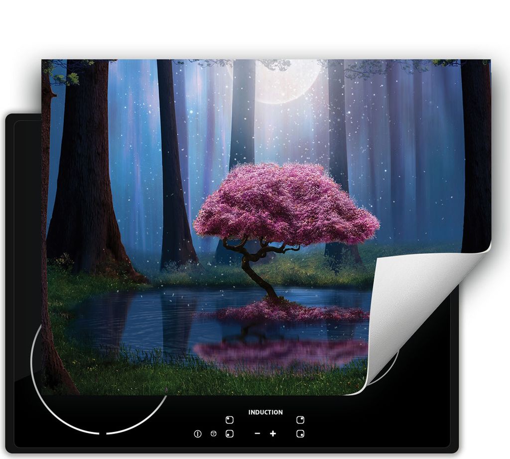 DarHaus Herdabdeckplatte 70x52 cm Anti Rutsch Matte Aufrollbar, Baum