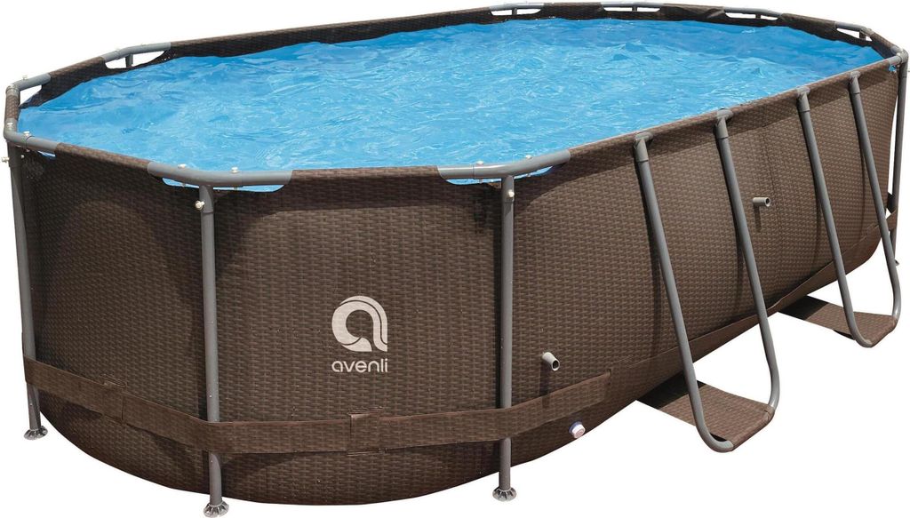 Ovaler Stahl-Super-Rattanpool 427 x 275 x 100 cm Produktbild 