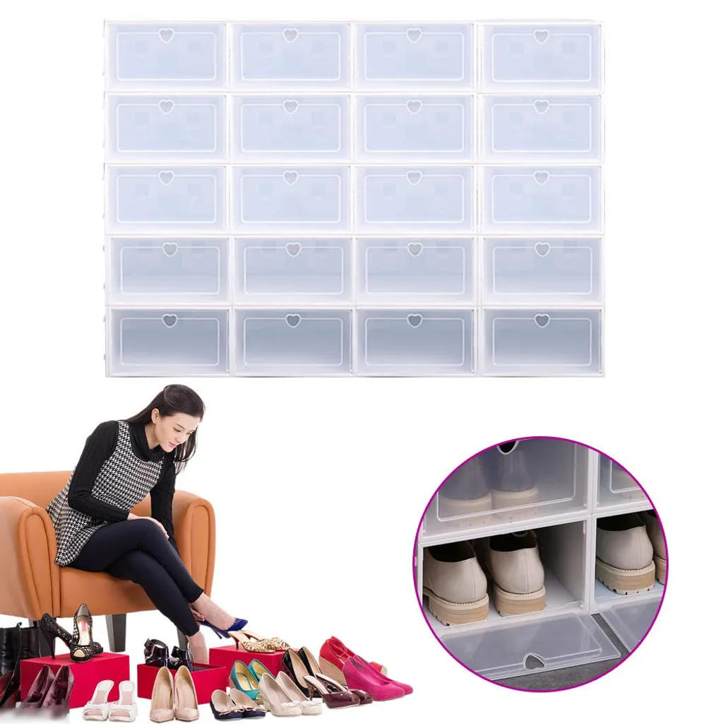 Rangement chaussures design pliable blanc - Système empilable robuste - 3