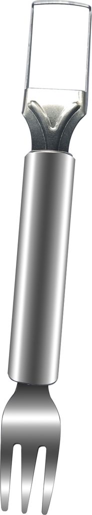 1/2 Stück Wassermelonen-Gabelschneider aus Edelstahl, 2-in-1-Schneider, runder Gabelkopf, tragbare Küchen-Obstschneidegabel für Wassermelonenst...