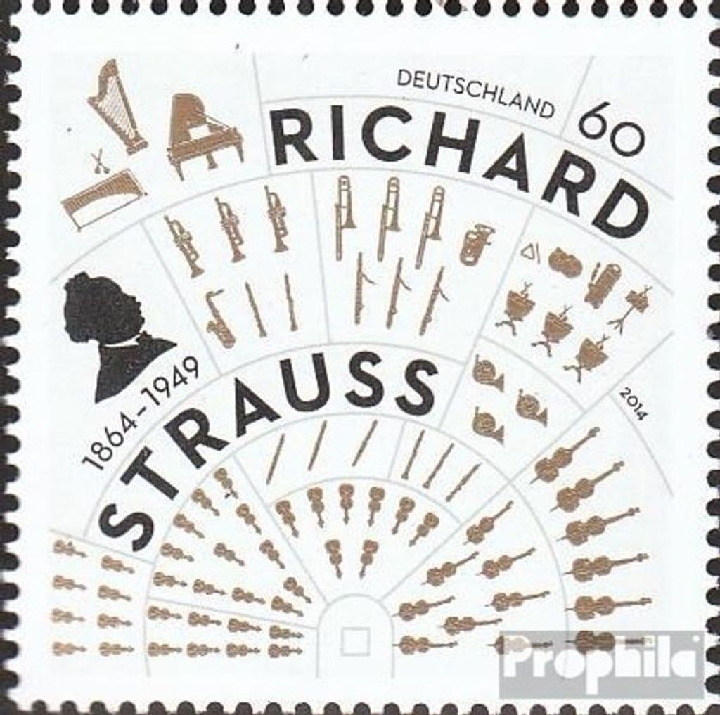 Briefmarken BRD (BR.Deutschland) 2014 Mi 3086 (kompl.Ausg.) postfrisch Richard Strauss