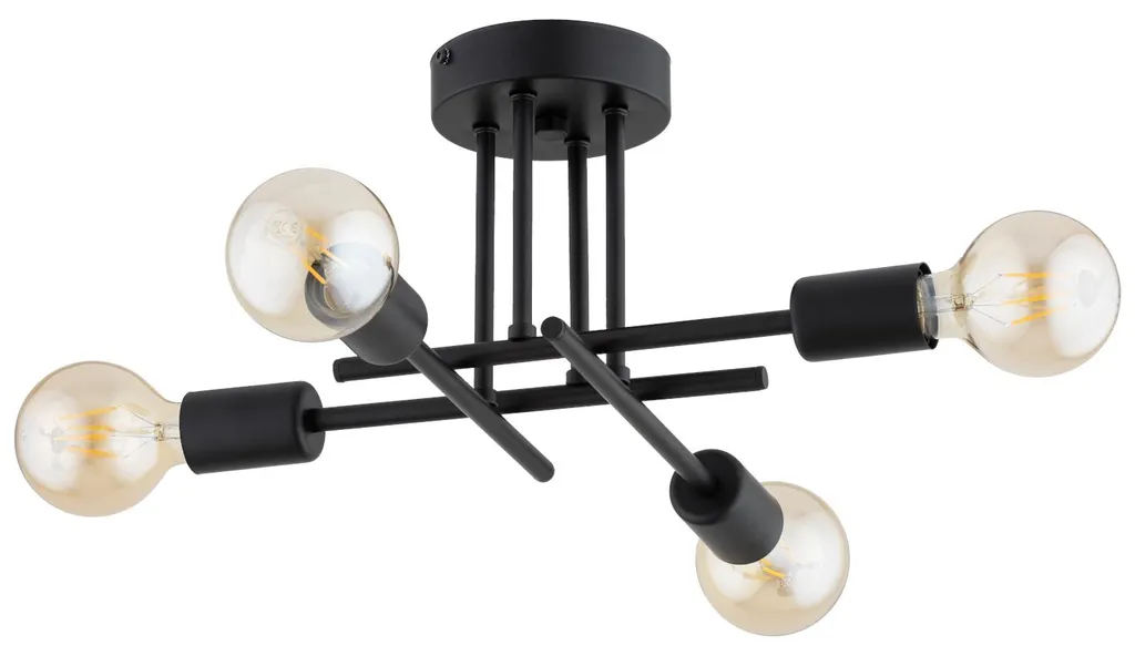Suspension DAKAR Alfa noire 4xE27 bras croisés en métal 20x41x41 cm