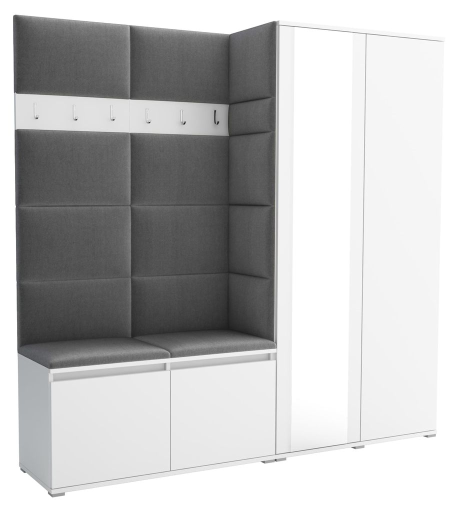 Garderobe LUTON 4 WHITE 33– Farbe weiß, moderner Schrank Produktbild 