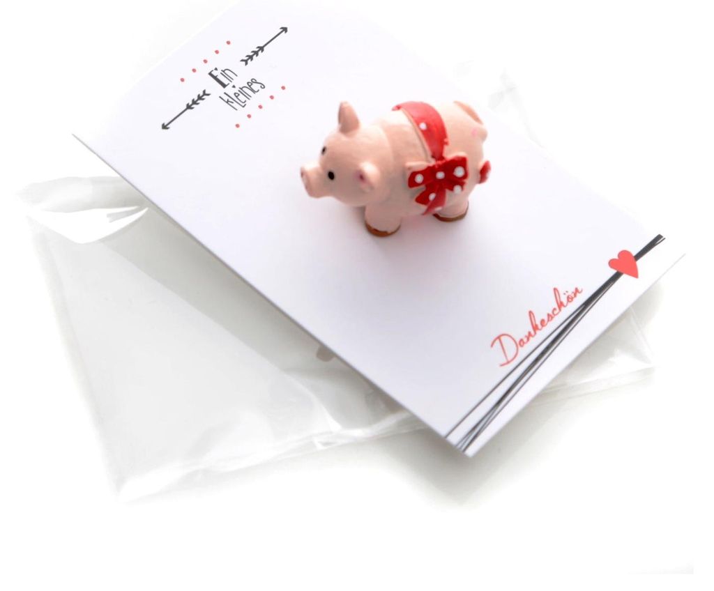 10 kleine Geschenke - rosa Glücksschwein und weiß schwarze Karte Ein kleines Dankeschön10 Stück