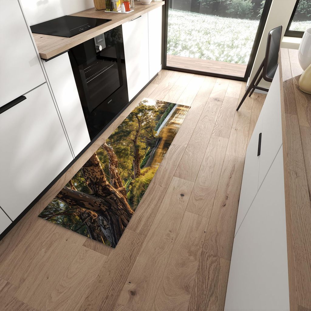 Küchenteppich 60x180cm rutschfest & abwischbar PVC Läufer - Baum am Flussufer