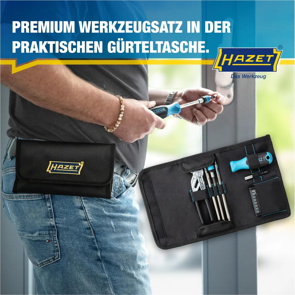 HAZET Calendrier De L’Avent 2024 – 24 Outils Premium Avec Sac Banane, 16 Embouts, Clé à Pince 150 Mm, Cadeau De Noël