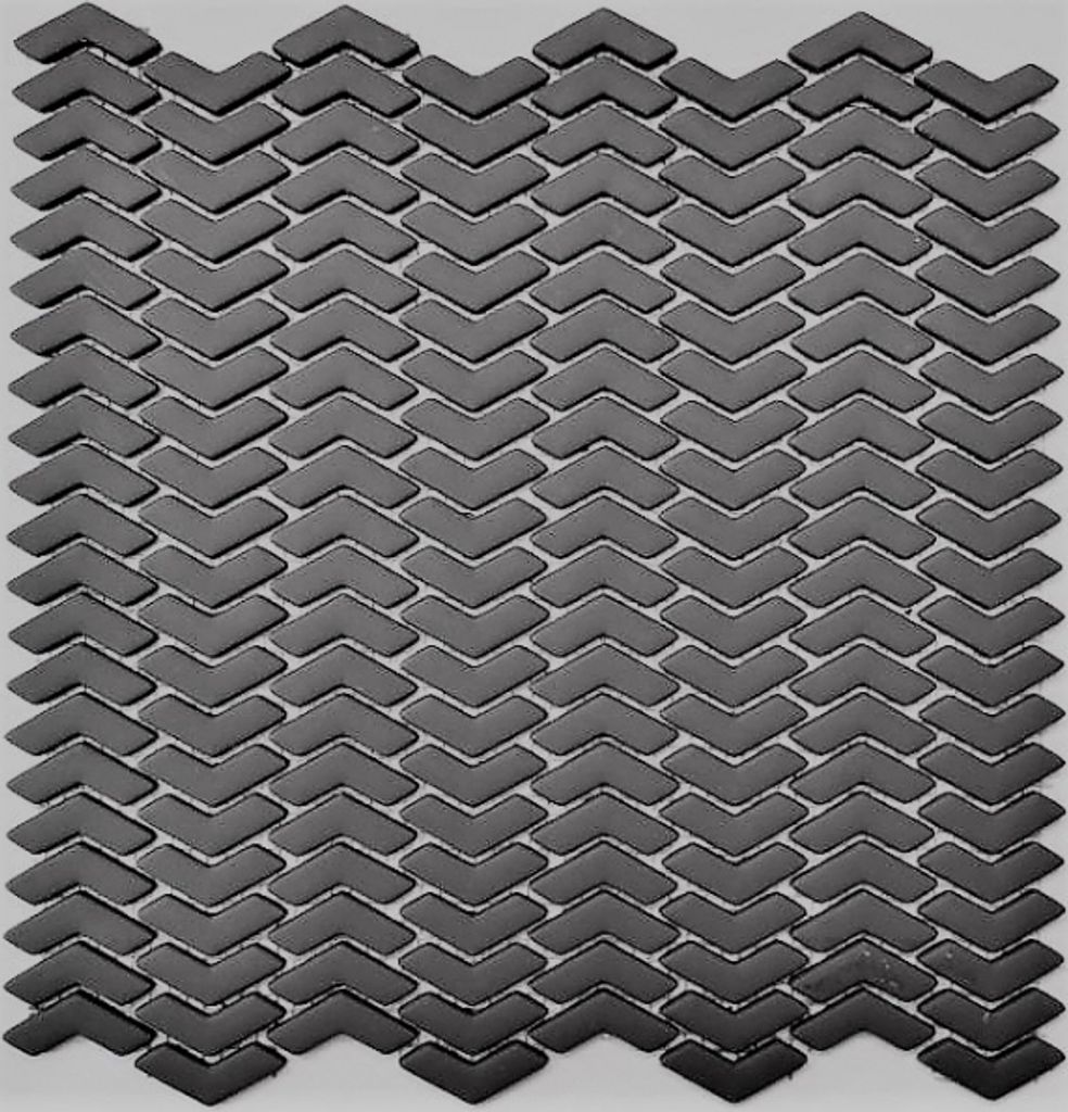 Mosaik Fliese ECO Recycling GLAS Fischgrät Enamel graubraun matt MOS140-HB35G_f | 10 Mosaikmatten