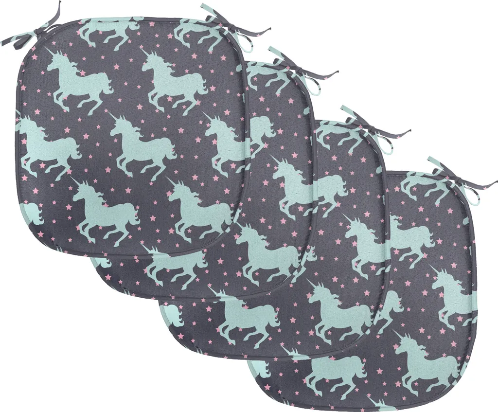 Coussin de Chaise pour Enfant Lot de 4 Licorne 40x40 cm Confort Cuisine