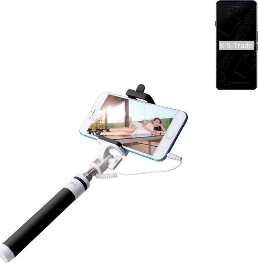 K-S-Trade Selfie Stick kompatibel mit nubia Red Magic 7 Selfiestick kabelgebunden Monopod mit Kabel Stab Stange Selfportrait Handheldstick schwarz 1x