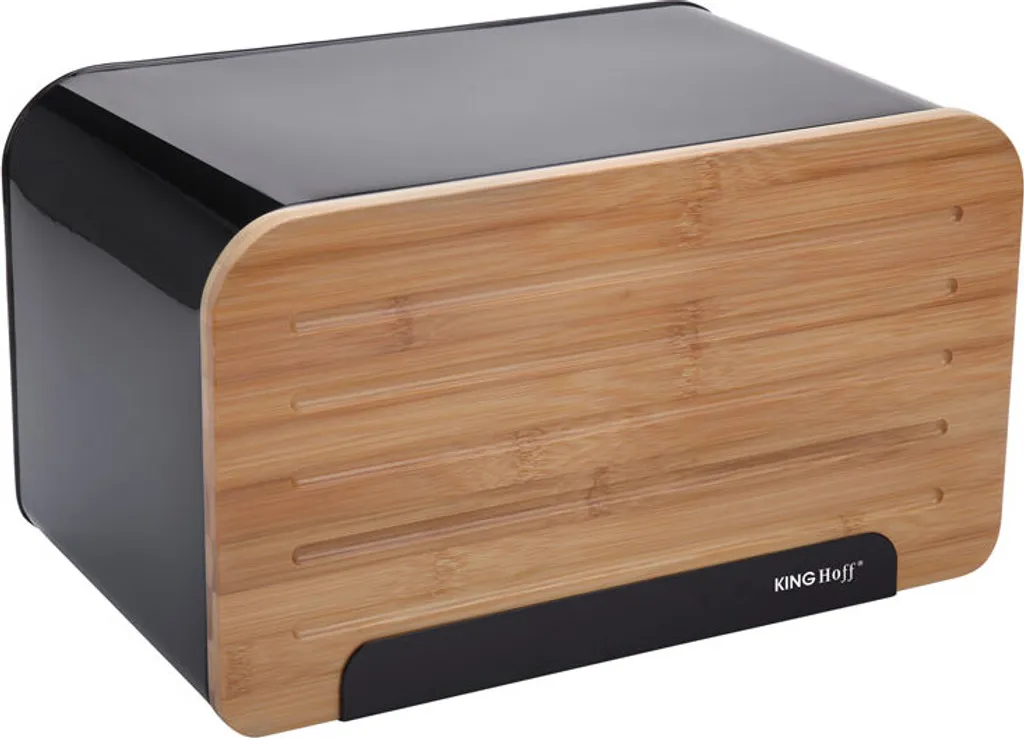 Portapane Kinghoff KH-1071 Design Acciaio Nero e Bamboo | Shop Online - 8