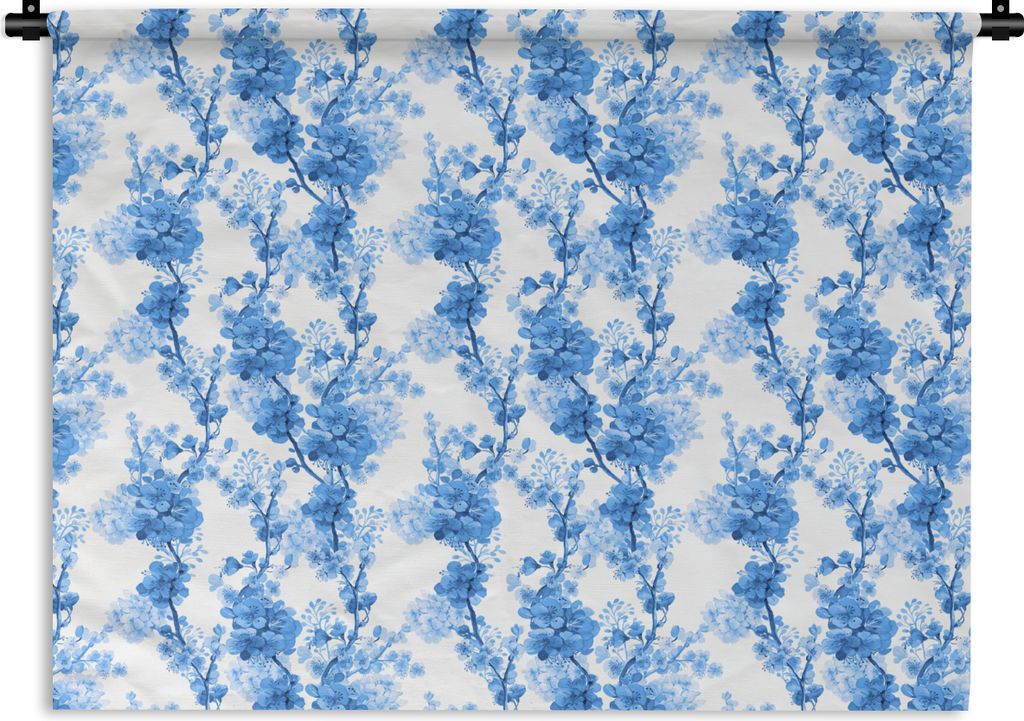 MuchoWow Wandteppich Wandbehang Blumen - Blau - Hortensie 60x45 cm Tapisserie Dekoration Wandtuch - Das Schlafzimmer