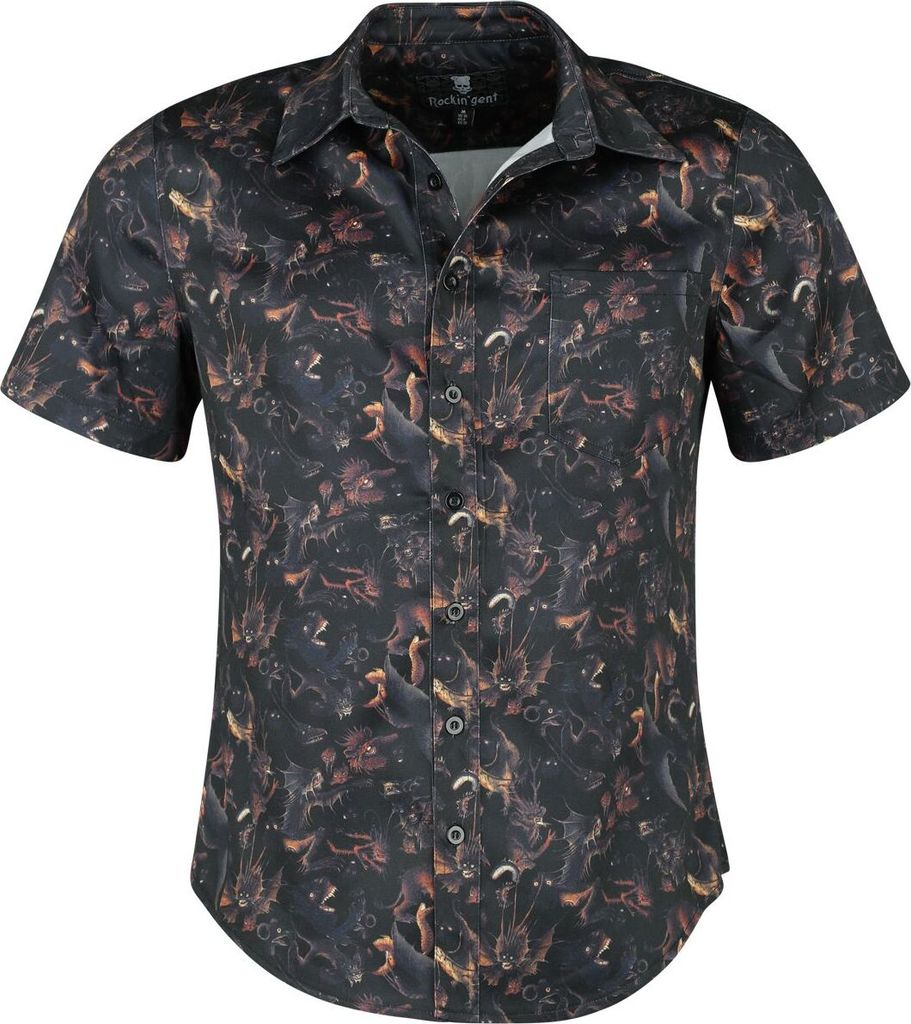 Rockin'gent Kurzarmhemd Herren Paradise Lost schwarz M