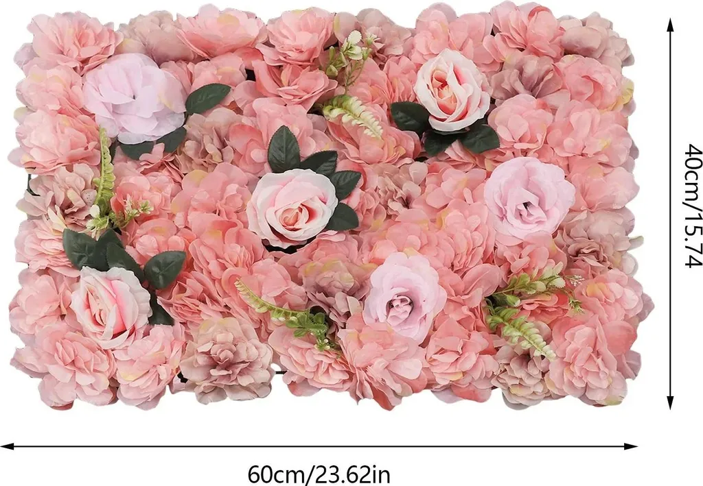 Mur de fleurs en soie rose 12pcs : solution décorative sans entretien - 2