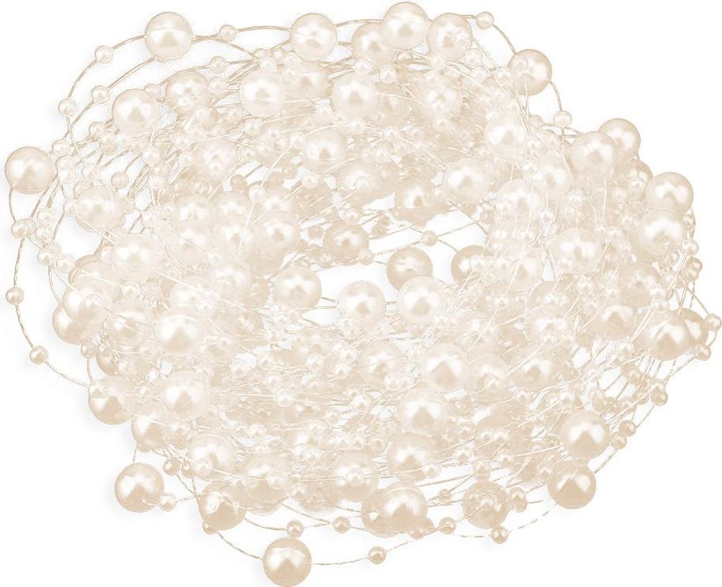 10 m Angelschnur, künstliche Perlen, Perlenkette, DIY, Hochzeit, Party, Dekoration (beige)