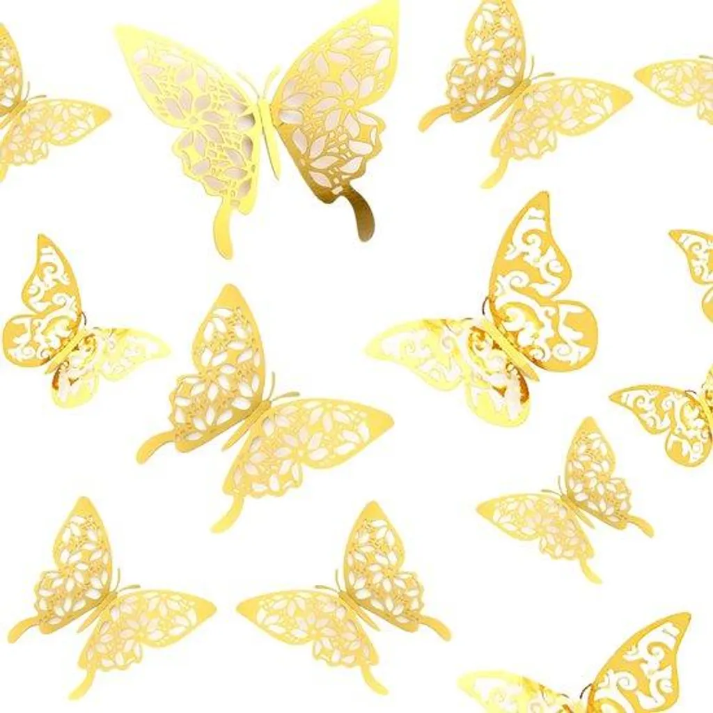 Sticker papillon 3D or : décorez sans abîmer vos murs, 24 pièces