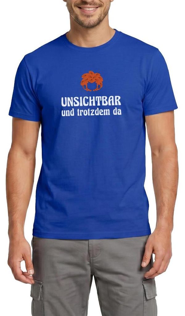 Spreadshirt Pumuckl Mit Spruch Unsichtbar Und Trotzdem Da Männer T-Shirt, XXL, Dunkelblau