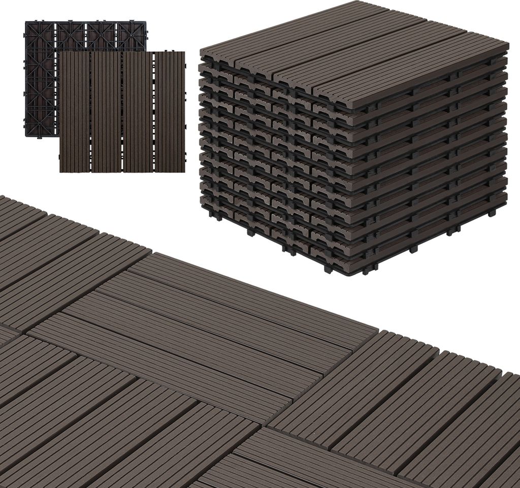 Aopunly WPC 11x Holzfliesen Terrassenfliesen á 30 x 30 x Produktbild 