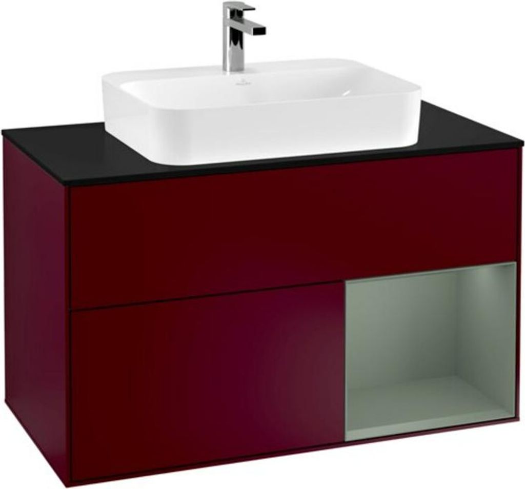 V&B Waschtischunterschrank Wandbeleuchtung Finion 100, Pl bla m, Reg re Oli. m Lac, Peo m