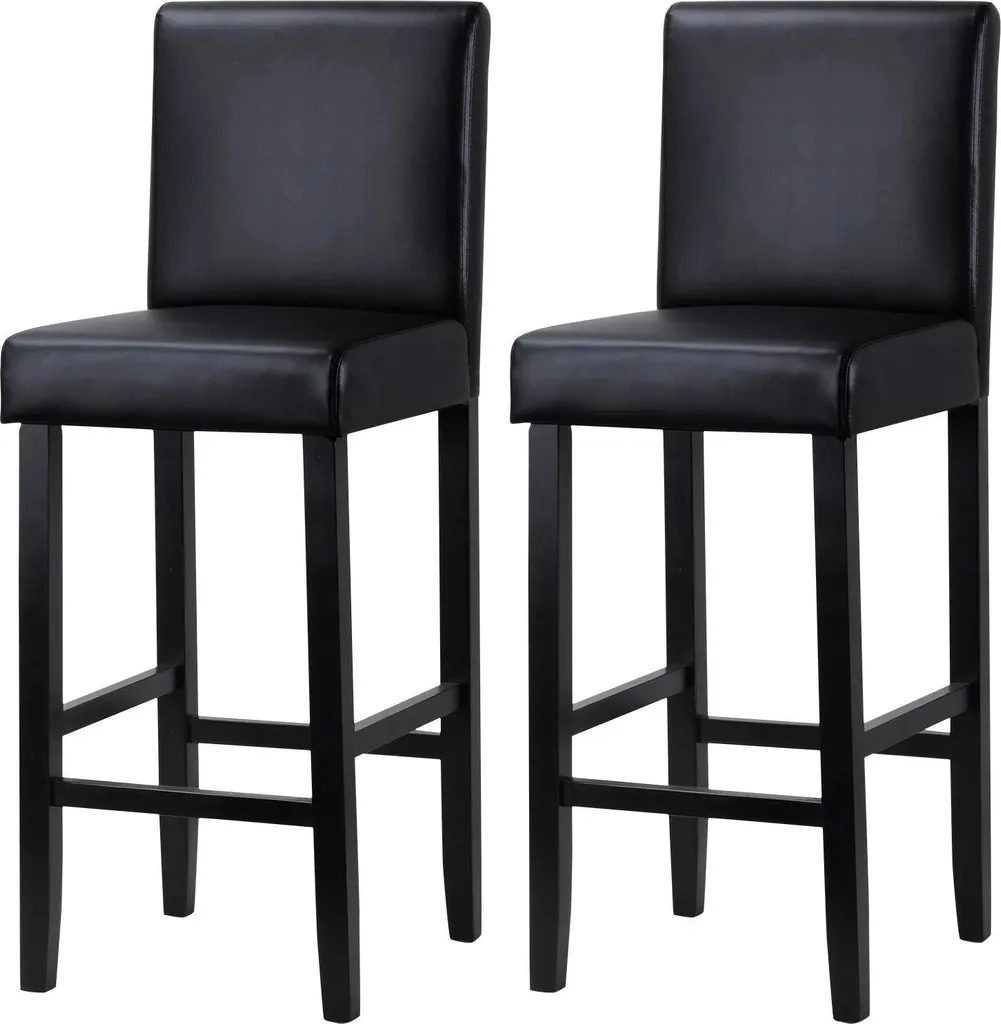 Tabourets de Bar Similicuir Noir - Assise Épaisse et Dossier Ergonomique