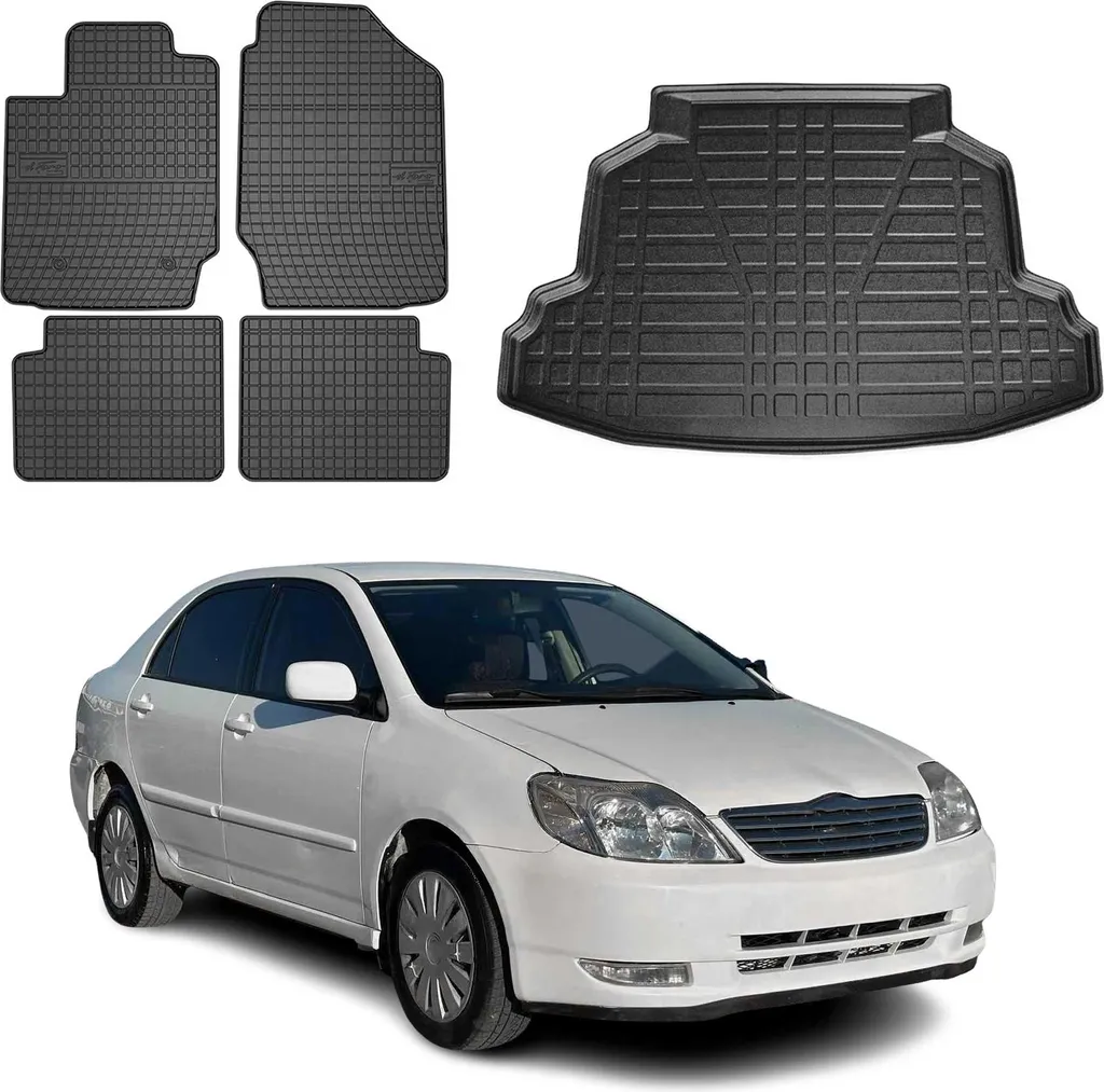 Set Tappetini e Vasca Baule Toyota Corolla 2002-2007 Gomma TPE 5pz