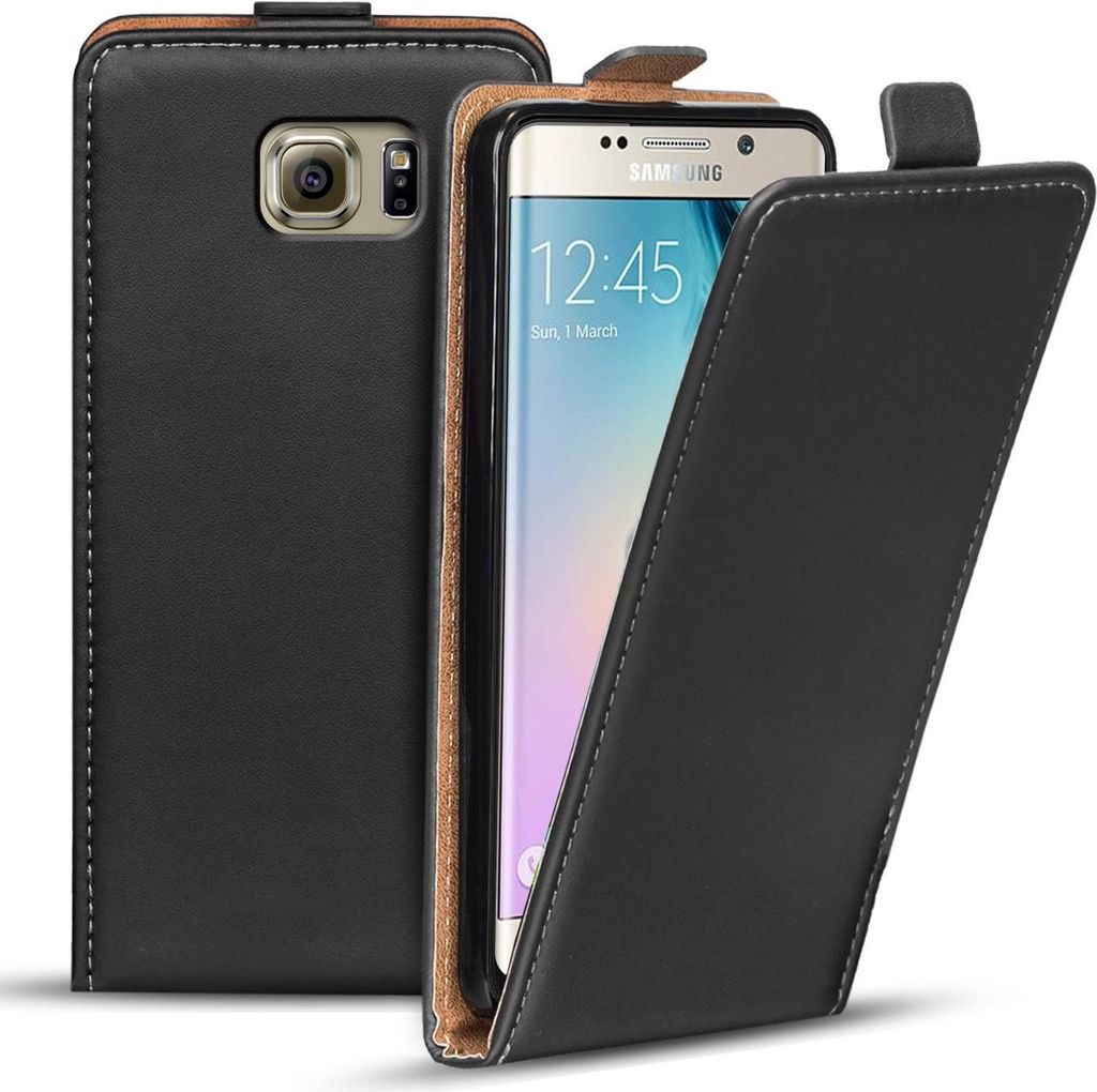 Conie Ultra Slim Klapp Tasche für Samsung Galaxy S6 Edge schlanke Hülle Rundumschutz in Schwarz
