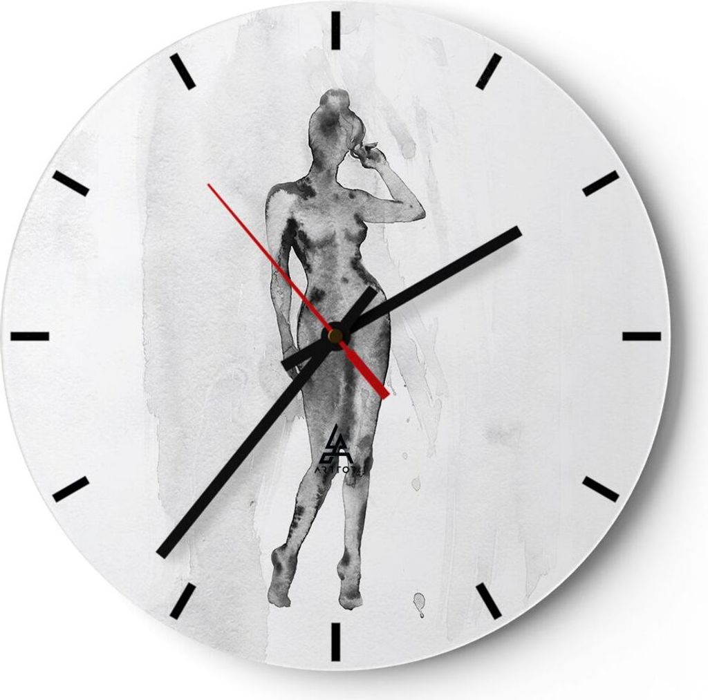 Wanduhr - Rund - Glasuhr - Nacktheit Frau Körper - 40x40cm - Schleichendes Uhrwerk - Lautlos - zum Aufhängen bereit - Dekoration Modern - Wanddek...