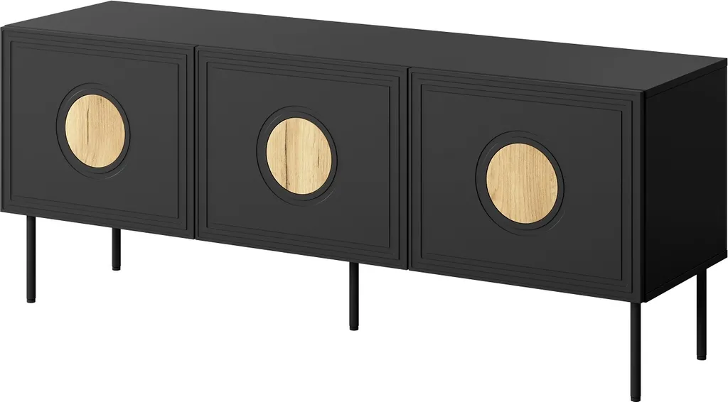 Meuble TV Industriel 150 cm Chêne Craft et Noir avec Pieds en Métal 3D