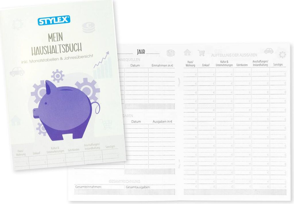 Haushaltsbuch Finanzplaner DIN A5 40 Blatt Monatstabelle Jahresübersicht