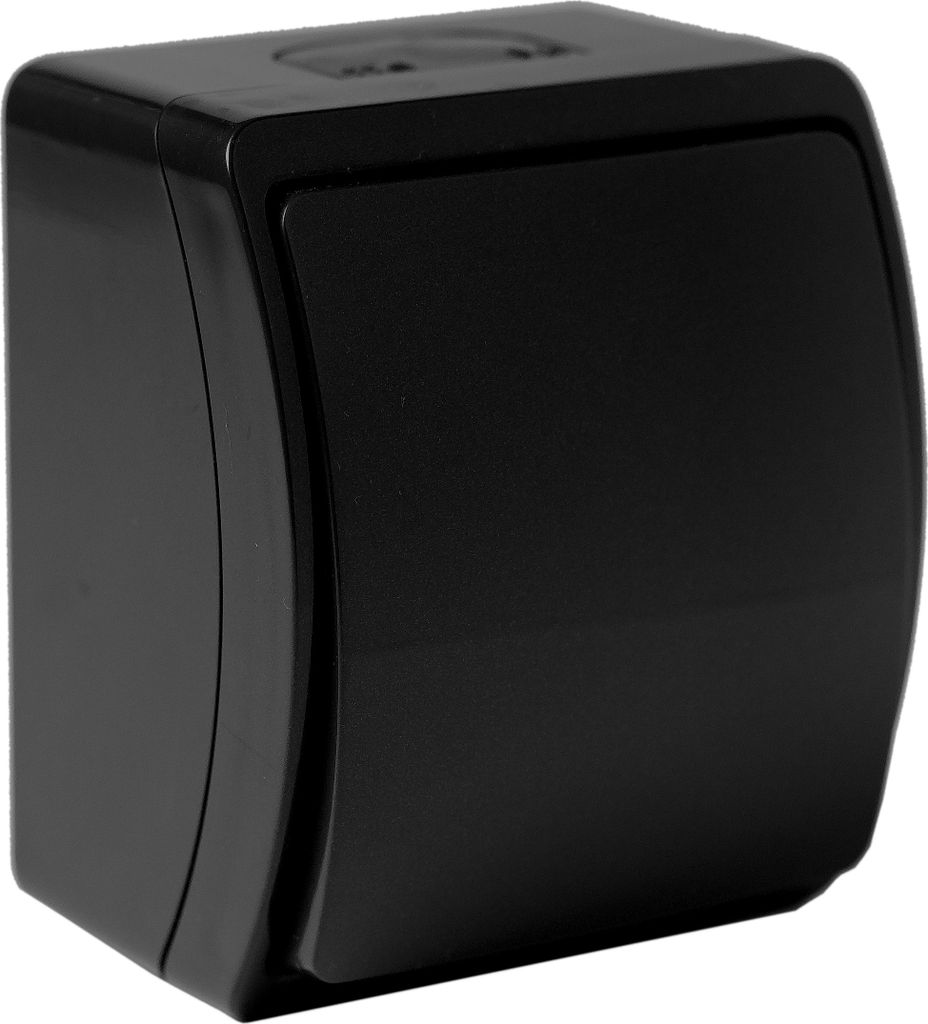 Wandschalter Lichtschalter universal Aufputz Außenbereich Feuchtraum schwarz IP44