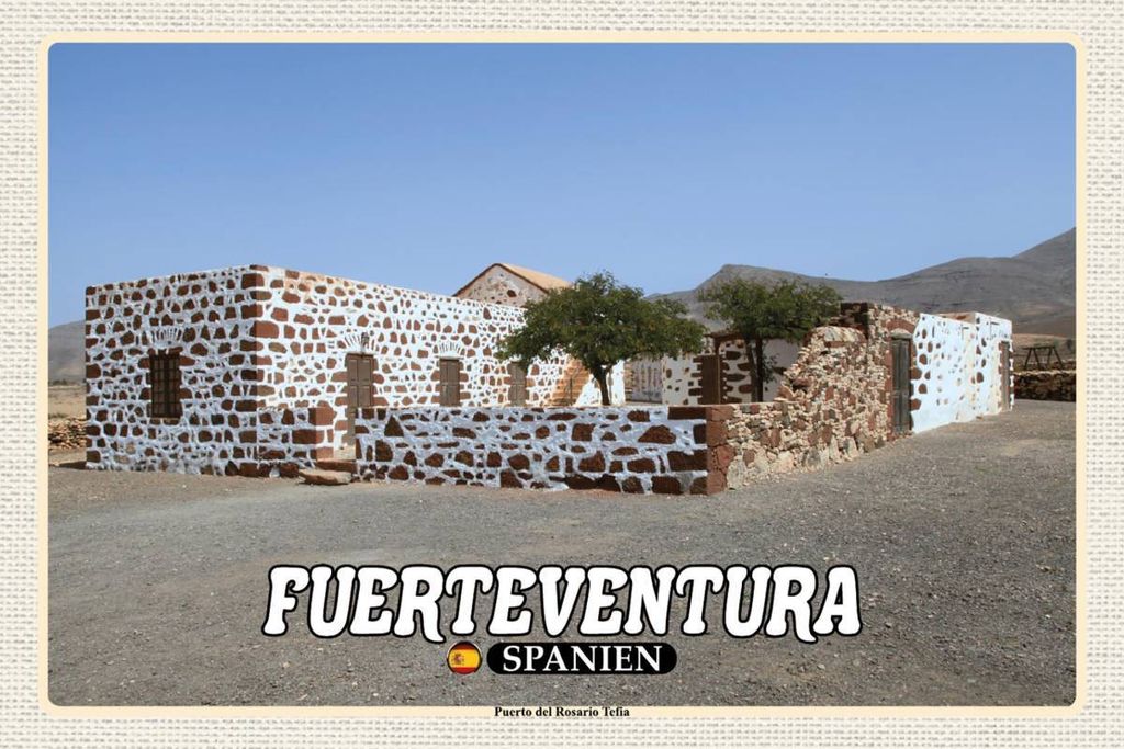vianmo Holzschild 12x18 cm Fuerteventura Spanien Puerto Rosario Tefia Bildmotiv Reisemotiv Abenteuer Reisen