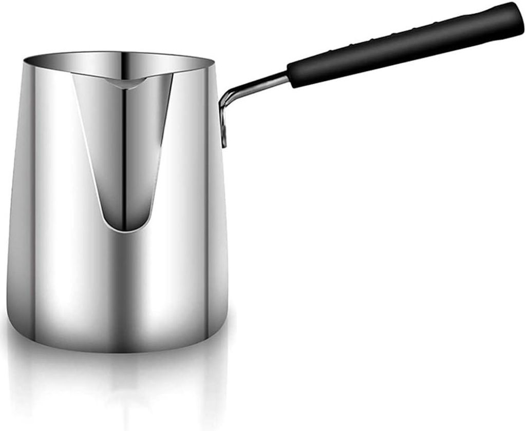Butter- und Kaffeewärmer aus Edelstahl, türkische Kaffeemaschine, Mini-Butterschmelzer und Milchkännchen mit Ausgießer (350 ml)