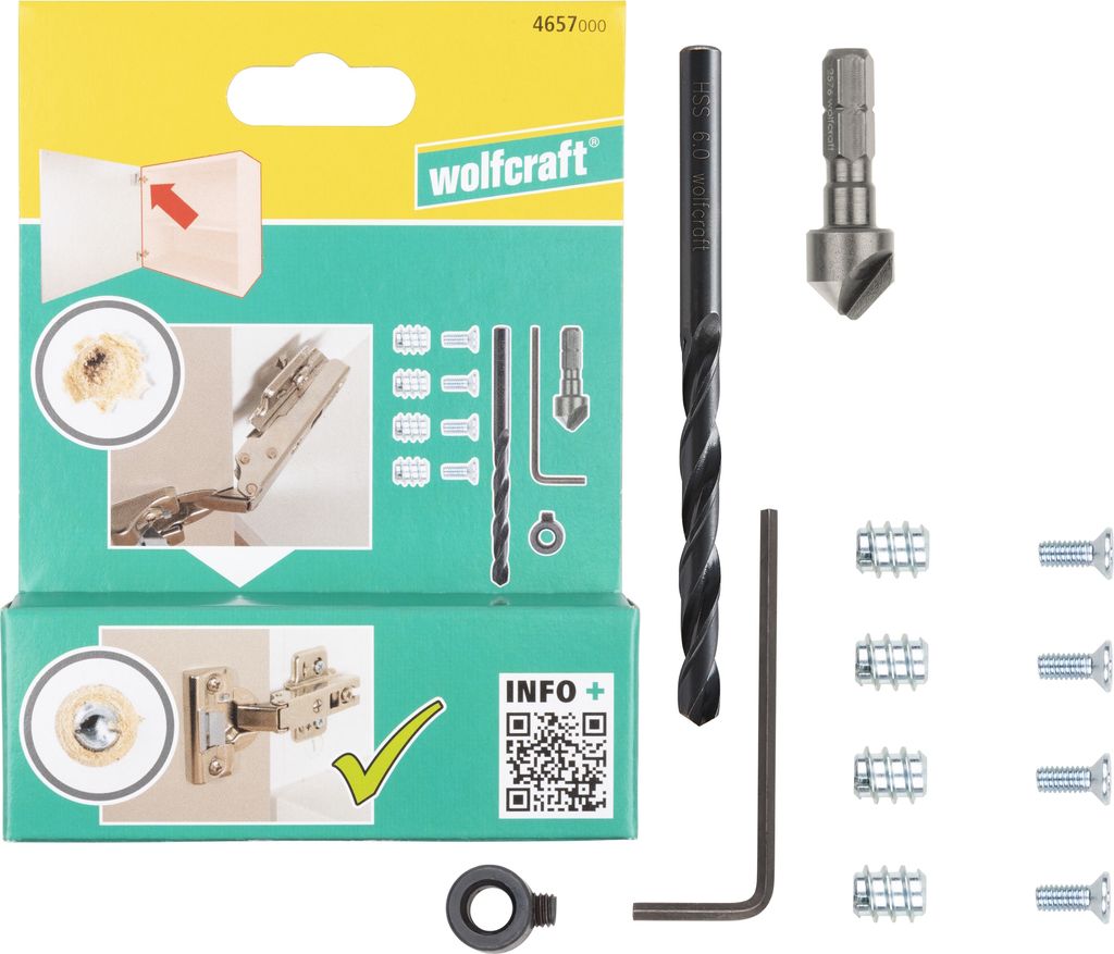 wolfcraft Reparaturset für Topfscharniere, 11-tlg., zur Produktbild 