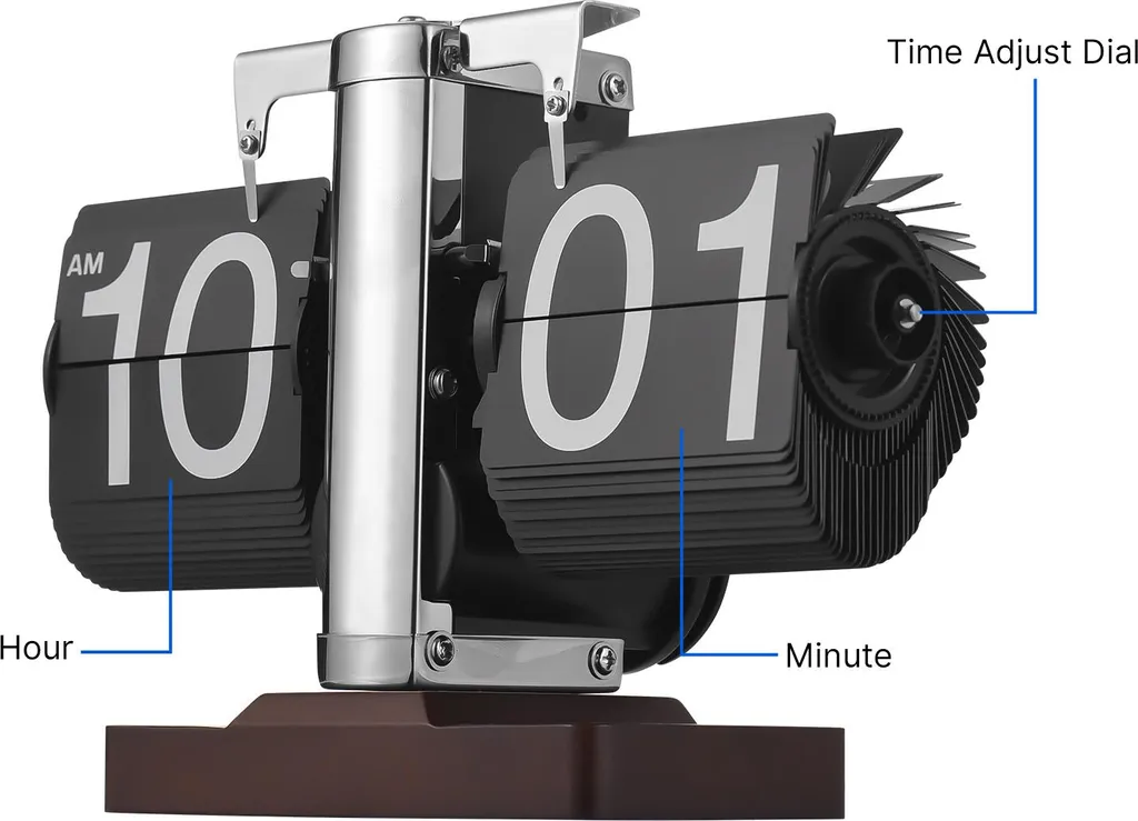 Horloge de bureau compacte à piles pour décoration rétro et cadeau