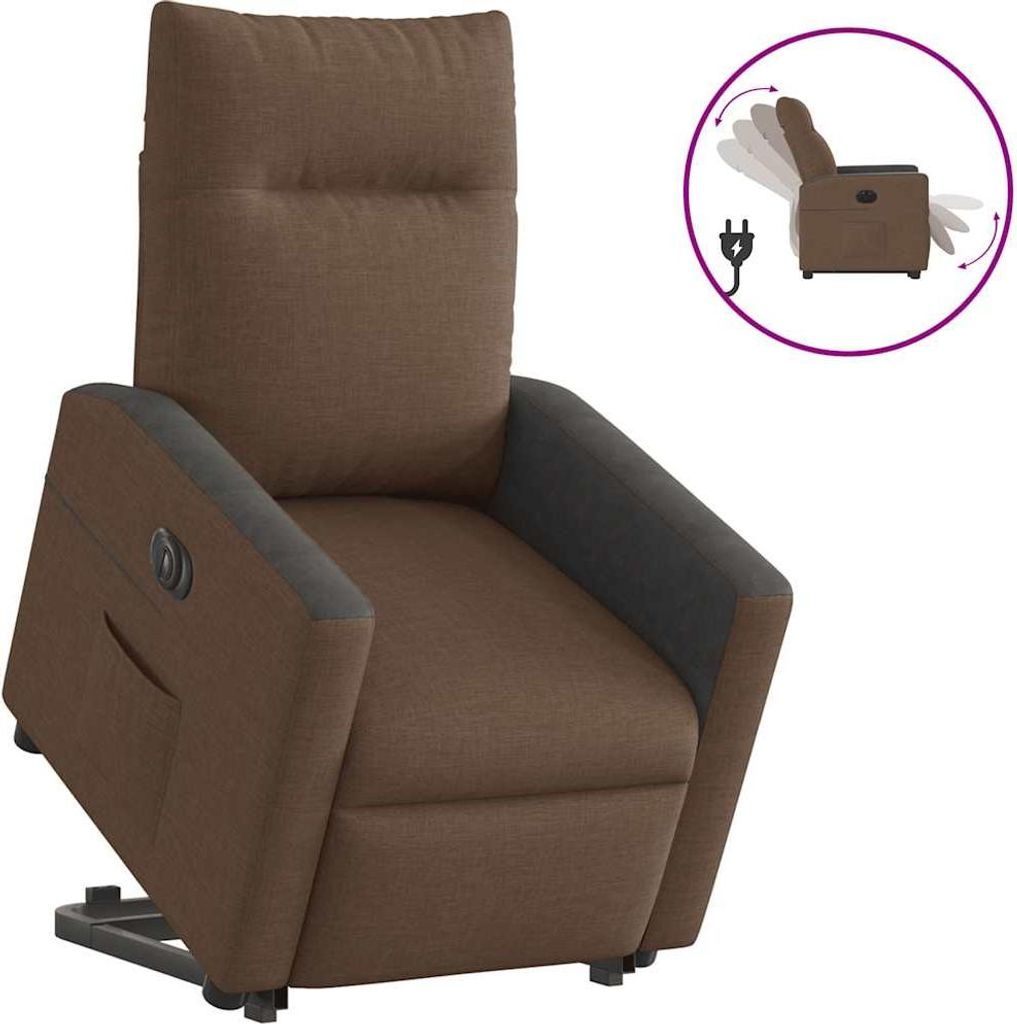 vidaXL Relaxsessel mit Aufstehhilfe Elektrisch Braun Stoff