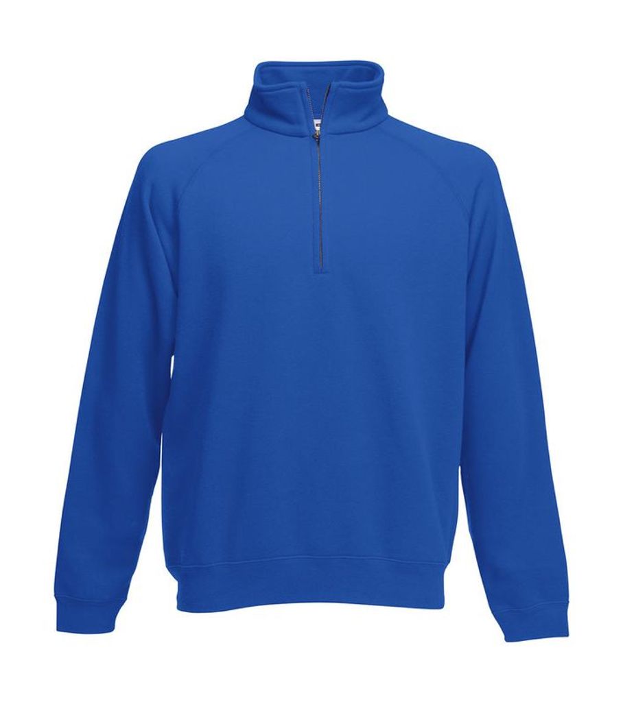 Fruit of the Loom Herren Zip Neck Raglansweat Pullover Sweat Jacke, Größe:M, Farbe:Royal Blau