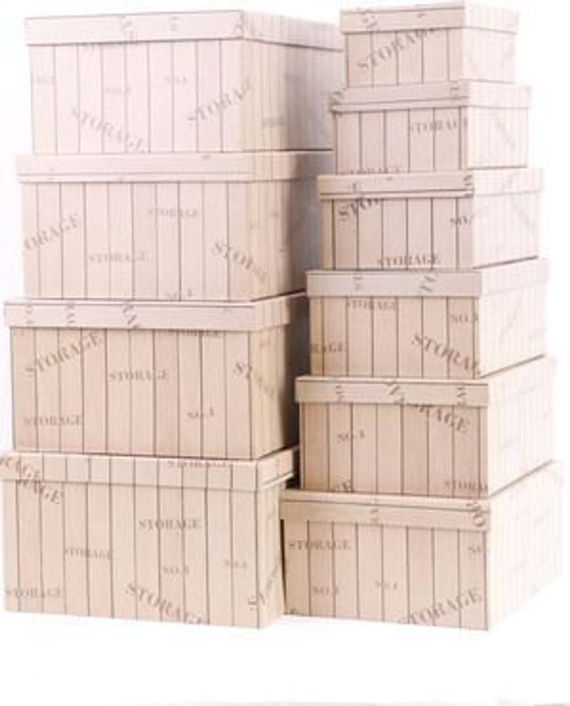 Geschenkbox "Holzmuster hell braun" 10er set