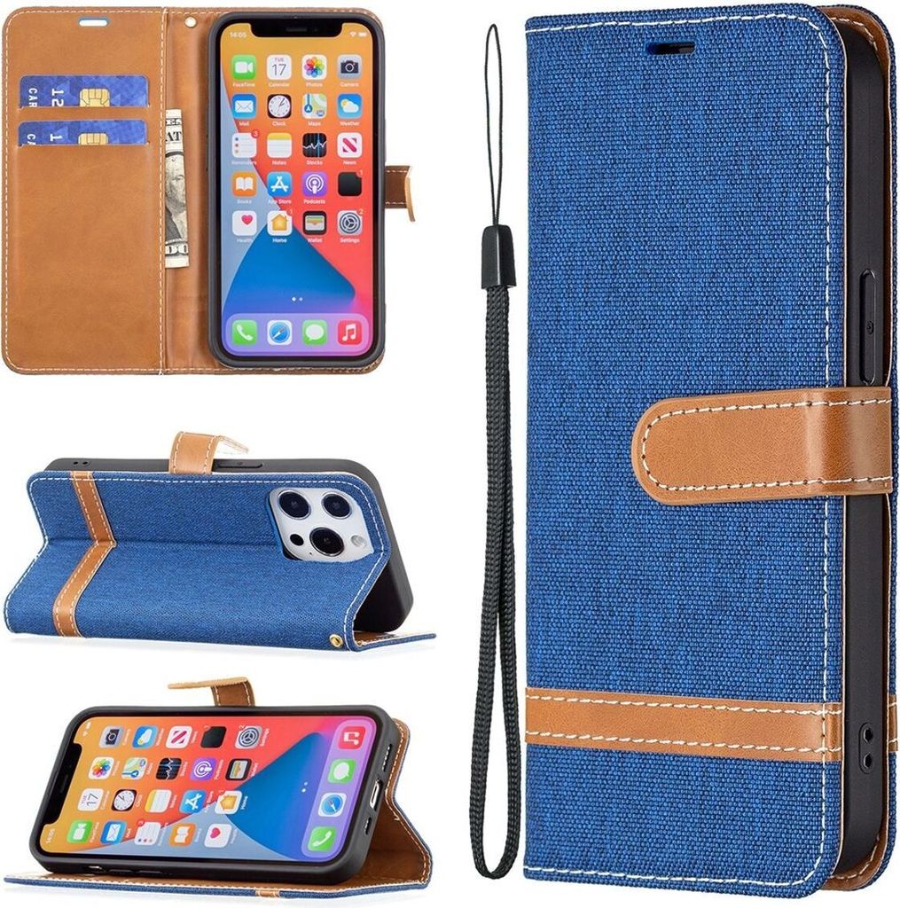 König Design Hülle kompatibel mit Apple iPhone 13 mini Kunstleder Handyhülle - Handy Case Blau
