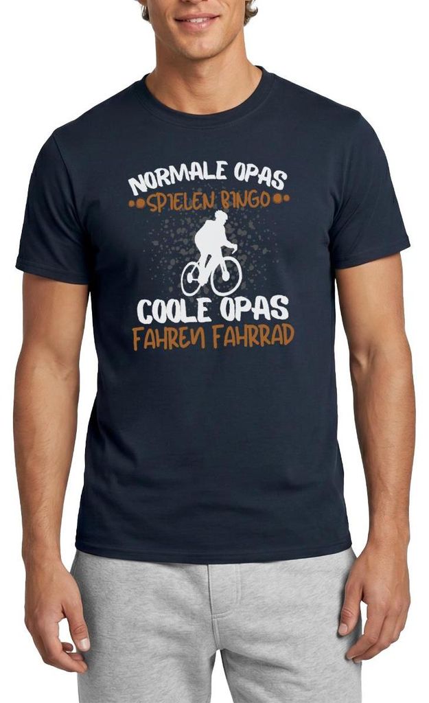 Spreadshirt Coole Opas Fahren Fahrrad Geschenkidee Geschenk Für Opa Großvater Männer T-Shirt, 4XL, Navy
