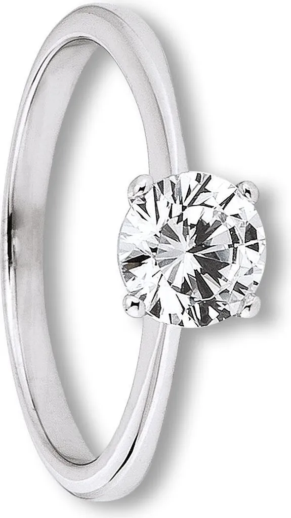 Bague de fiançailles or blanc et zirconium 333 taille 53 élégante