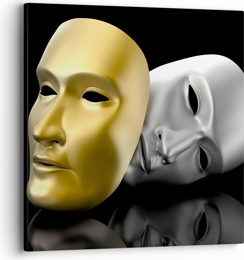 Bild auf Leinwand - Leinwandbild - Maske Theater Bühne Schauspieler - 40x40cm - Wand Bild - Wanddeko - Leinwanddruck - Bilder - Kunstdruck - Wandd...