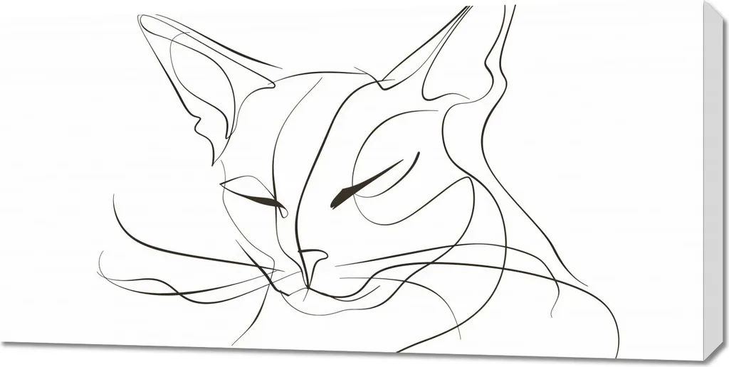 Decorazione Parete Gatto Lineare 100x50 - Quadro Moderno Bianco e Nero