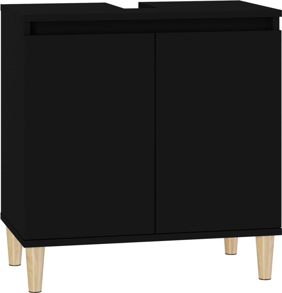 vidaXL Waschbeckenunterschrank Schwarz 58x33x60 cm Produktbild 