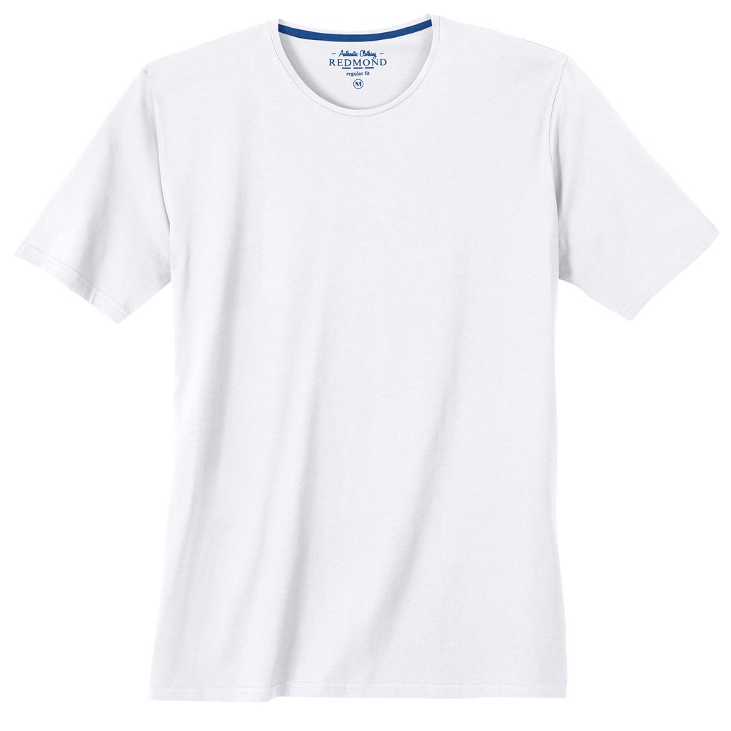Redmond Basic T-Shirt weiß große Größen Rundhals