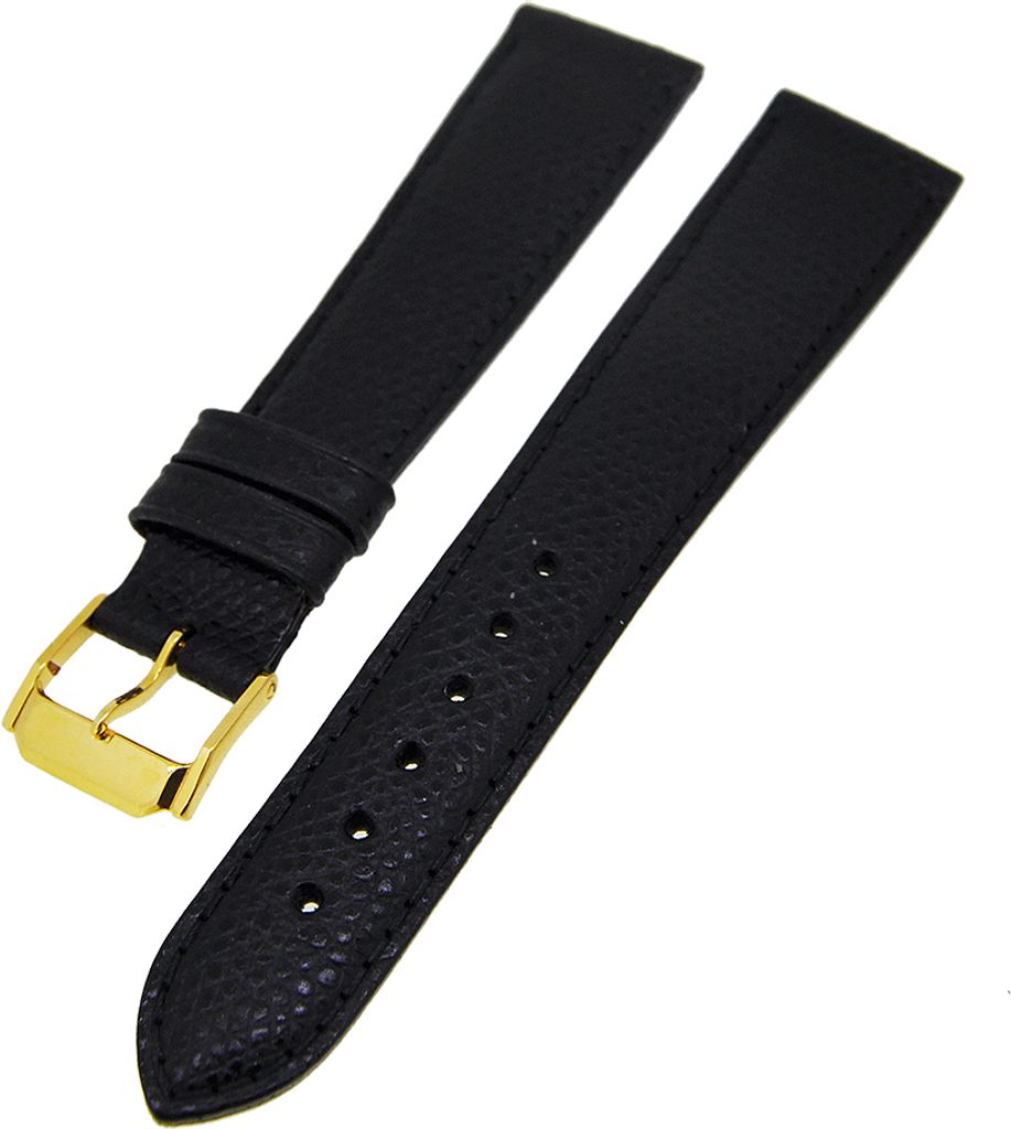 Uhrenarmband Lederband Schwarz Ton in Ton 18mm Dornschließe Produktbild 