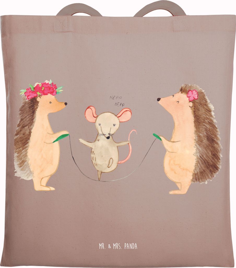 Mr. & Mrs. Panda Tote Bag Igel Seilhüpfen - Braun Pastell - Produktbild 