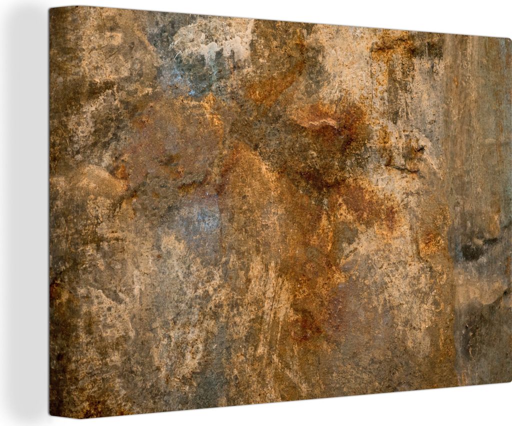 MuchoWow - Leinwandbilder - Gold - Rost - Abstrakt, Wandbild, Wanddeko Bilder Wohnzimmer, 60x40 cm