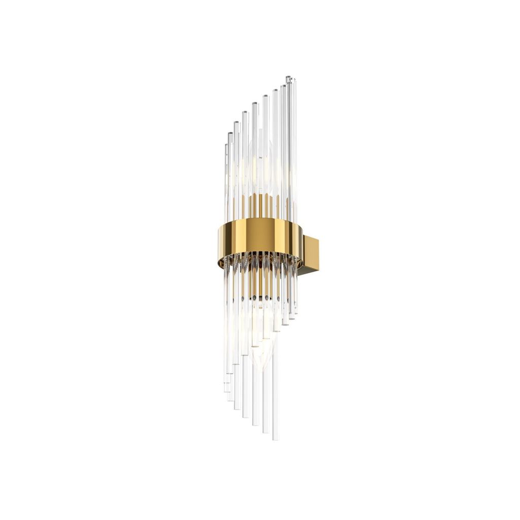 Wandleuchte Metall Glas H: 46,2 cm in Gold E14 2-flammig Art Déco
