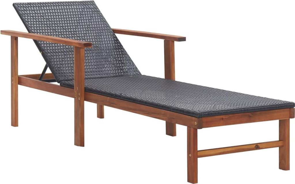 vidaXL Sonnenliege mit Auflage Poly-Rattan Akazie Produktbild 
