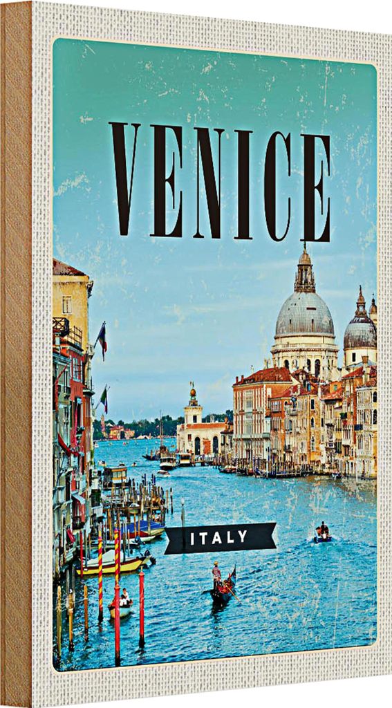 Holzschild Reise 20x30cm Venedig Venice Italy Meer Urlaub
